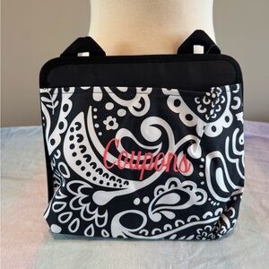 Thirty-One Black and White oh-snap pocket with Paisley Design. “Coupons”